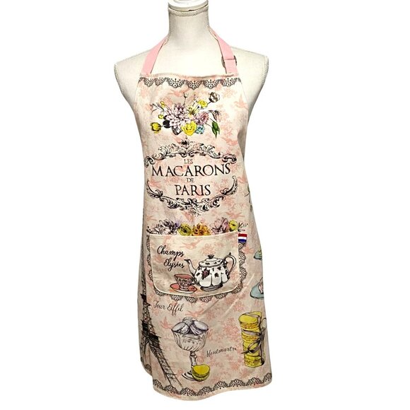 Les Macarons de Paris Macaron Flour Bib Apron Cooking Baking Kitchen Decor - Picture 2 of 6